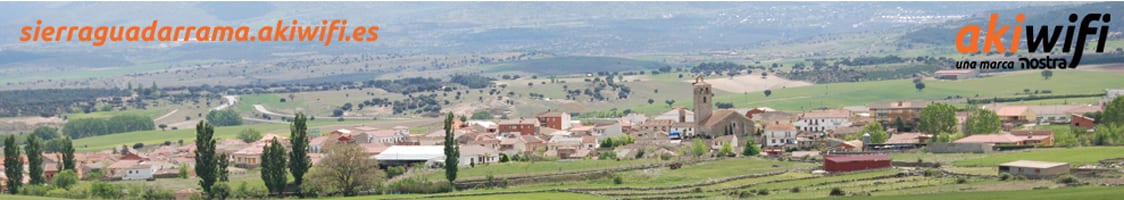 Vista panorámica de Zarzuela del Monte (Segovia) con el logo de akiwifi Sierra Guadarrama