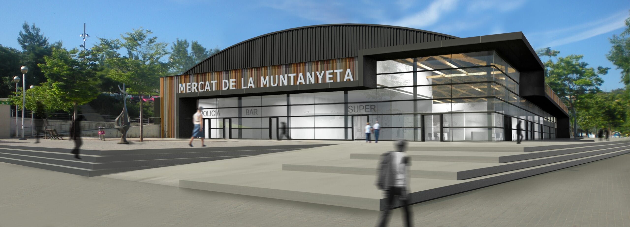 Imagen del proyecto del Mercat de la Muntanyeta de Sant Boi de Llobregat, con su fachada acristalada