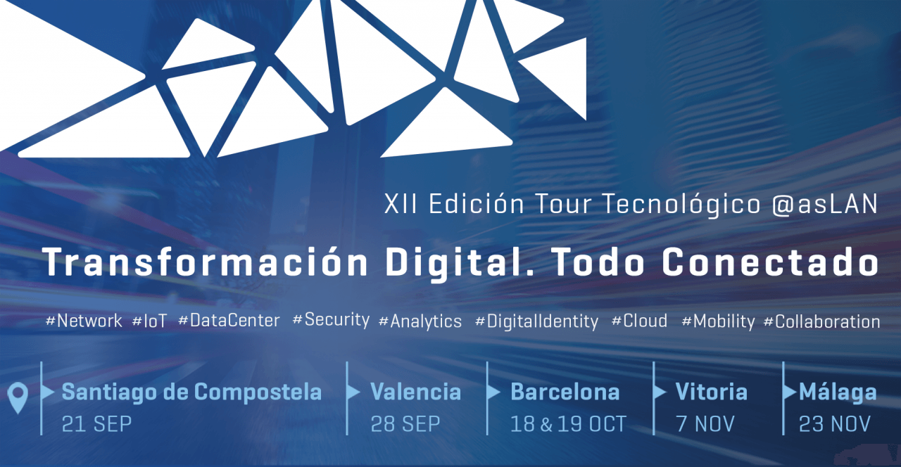 Cartel de la XII edición del Tour Tecnológico @asLAN, «Transformación Digital, todo conectado»